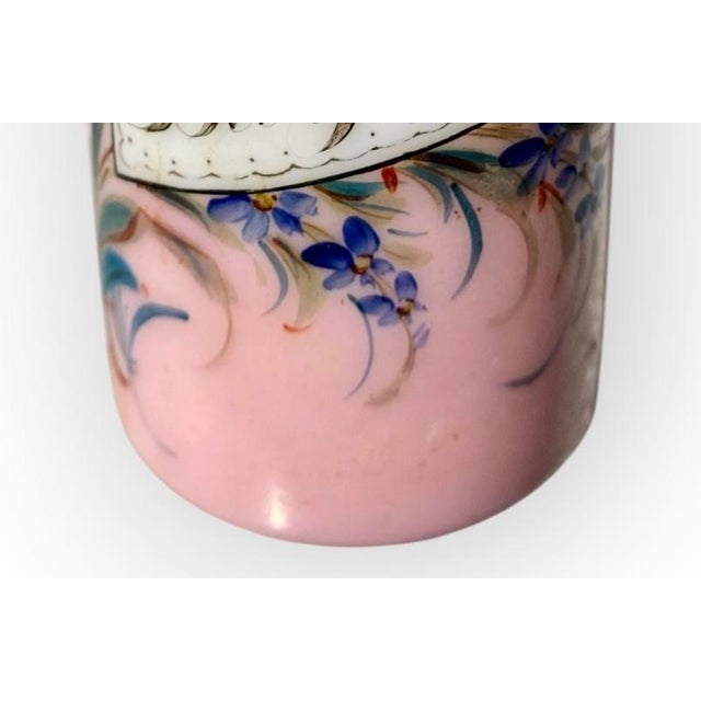 Victorian Glass Antique Barber Bottle Hand Painted Flowers For Sale - Image 9 of 16