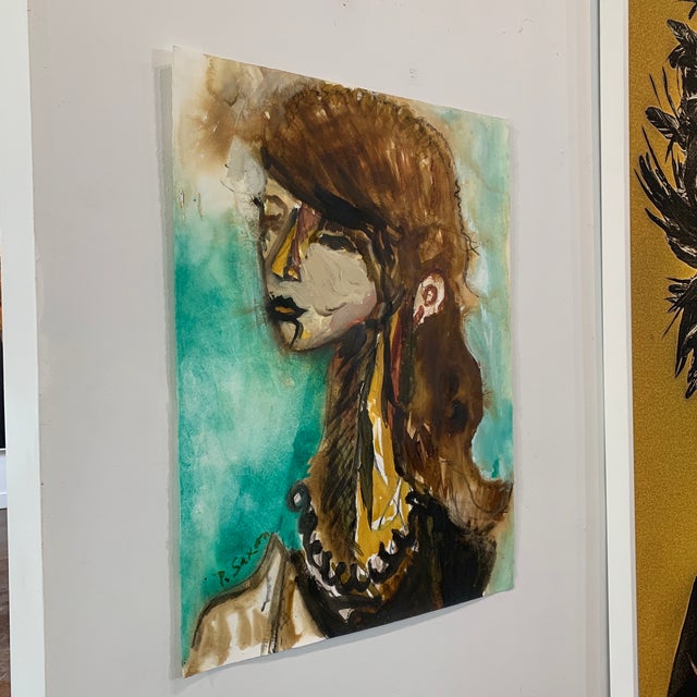 Contemporary Original Abstract Portrait Ink Wash Painting by Phil Saxon For Sale - Image 9 of 12