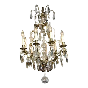 Bronze and Crystal Chandelier