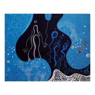 Do You Want to Play With Me — Abstract Expressionist Painting, Oil Markers and Acrylics on Canvas, 24 × 30 In For Sale