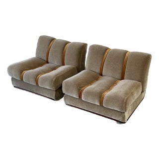 1970s Italian Bentwood Lounge Chair in Two-Tone Mohair For Sale