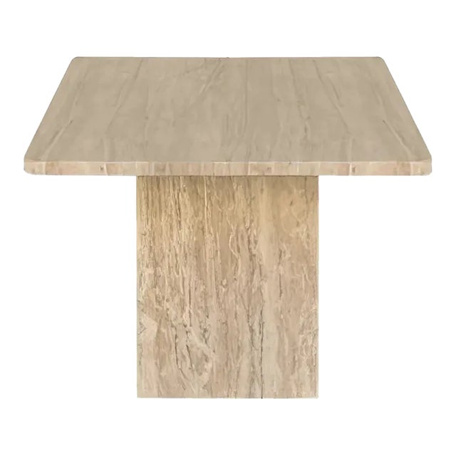 Vintage 1980s Travertine Marble Pedestal Accent Table For Sale
