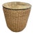 Handcrafted Woven Seagrass Drum Side Table With Glass Top For Sale