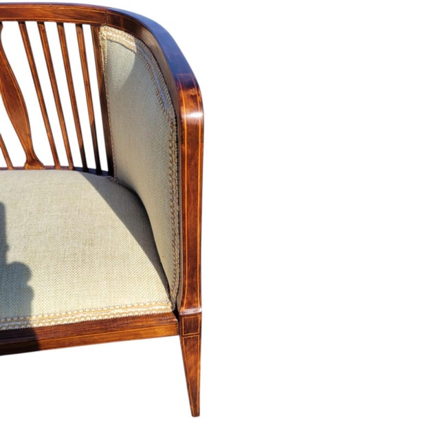 1920s Edwardian English Window Bench Refinished Upholstered Seat For Sale - Image 16 of 18