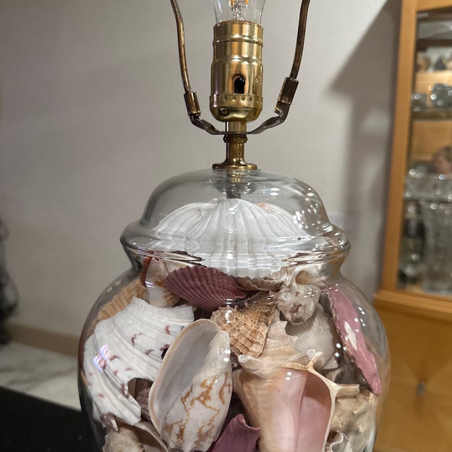 Glass Vintage Glass Seashell Lamp For Sale - Image 7 of 7