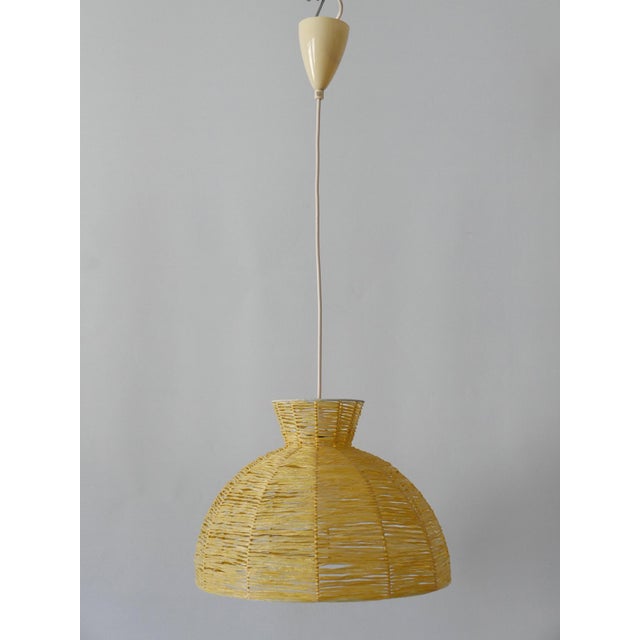 Mid-Century Modern Mid-Century Modern Raffia Bast Pendant Lamp or Hanging Light, Germany, 1970s For Sale - Image 3 of 18