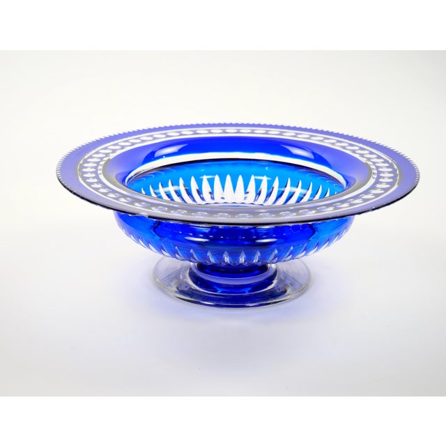 Mid-Century Modern Val Saint Lambert Cobalt Blue Diamond-Cut Crystal Centerpiece For Sale - Image 11 of 12