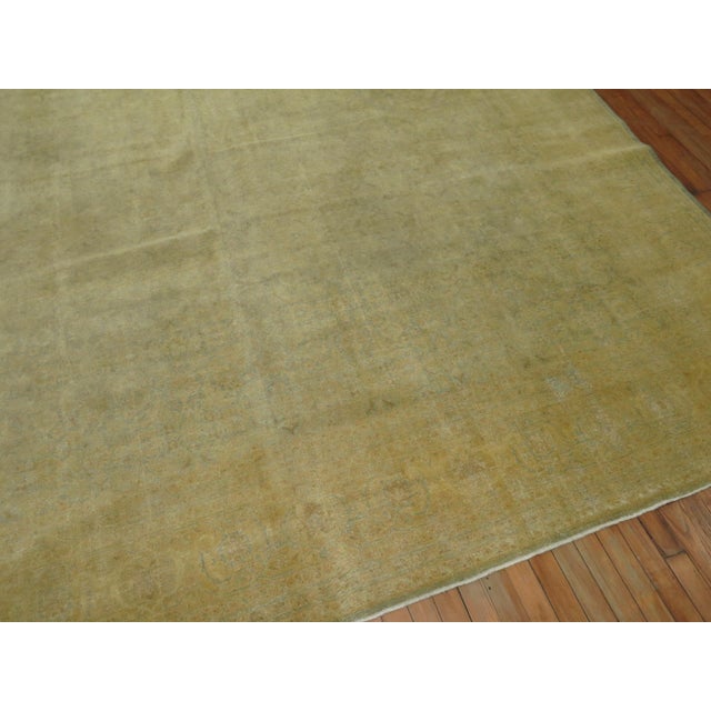 Early 20th Century Pale Green Yellow Persian Tabriz Rug - 10'4" x 13'9" For Sale - Image 4 of 12