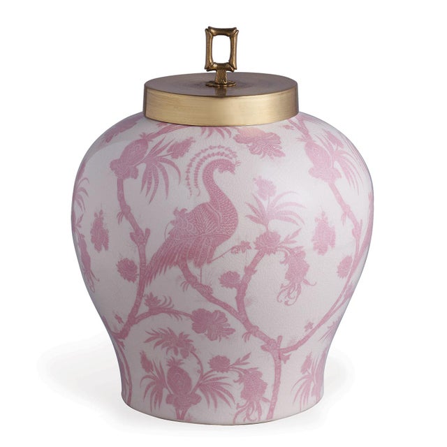Chinoiserie Scalamandre Maison by Port 68 Balinese Peacock Pink Jar For Sale - Image 3 of 3