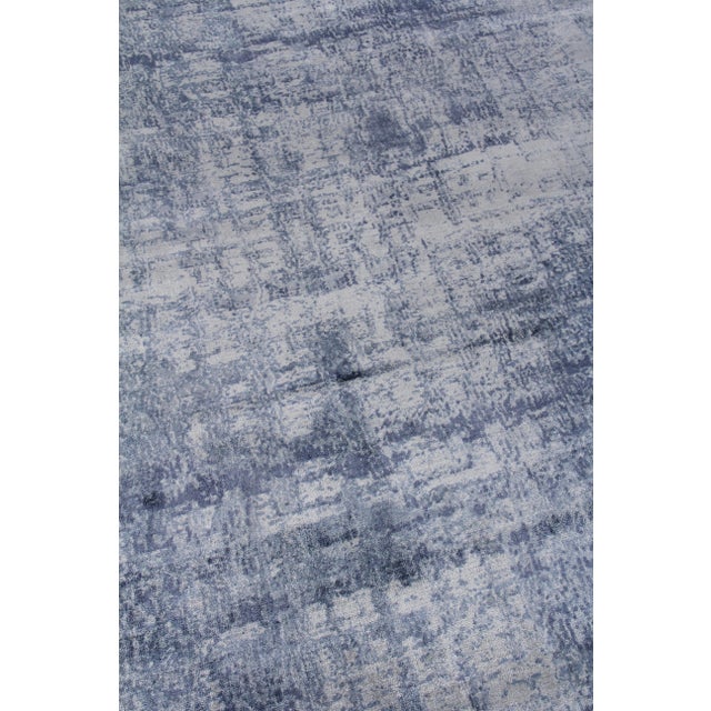 Luton Hand loom Bamboo/Silk Blue/Ivory/Gray Rug-8'x10'" For Sale In Los Angeles - Image 6 of 8