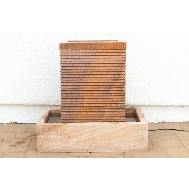 Handcarved Sandstone Modern Waterfall Fountain For Sale - Image 9 of 10