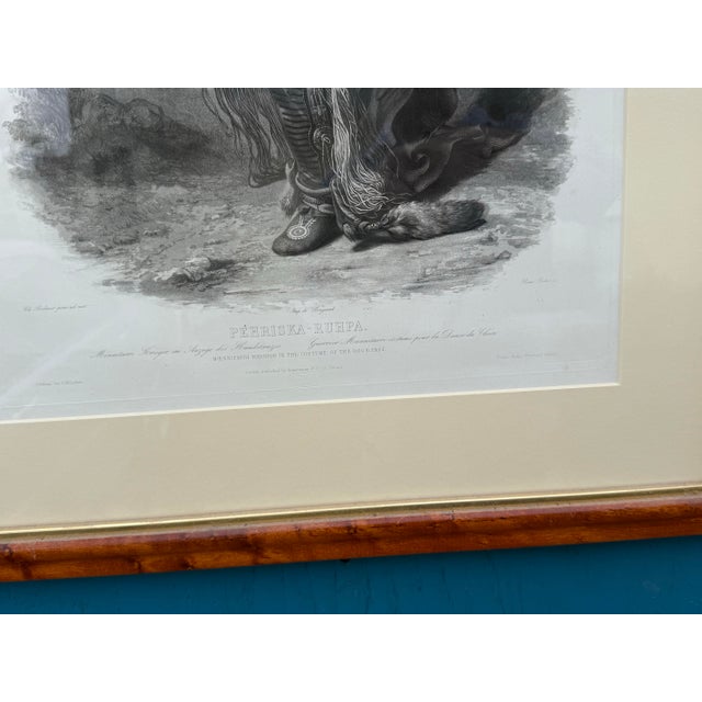 Mid 9th Century “Pehriška-Ruhpa” Native American Portrait Lithograph by Karl Bodmer in Burlwood Frame For Sale In San Diego - Image 6 of 7