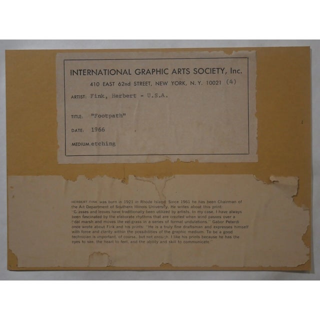 Vintage Herbert Fink - "Footpath" Limited Edition Etching (#133/210) (1965) (American) For Sale In New Orleans - Image 6 of 6