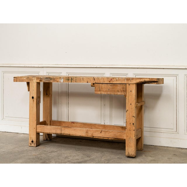 Small Vintage Workbench with Drawer, 1920 For Sale - Image 4 of 18