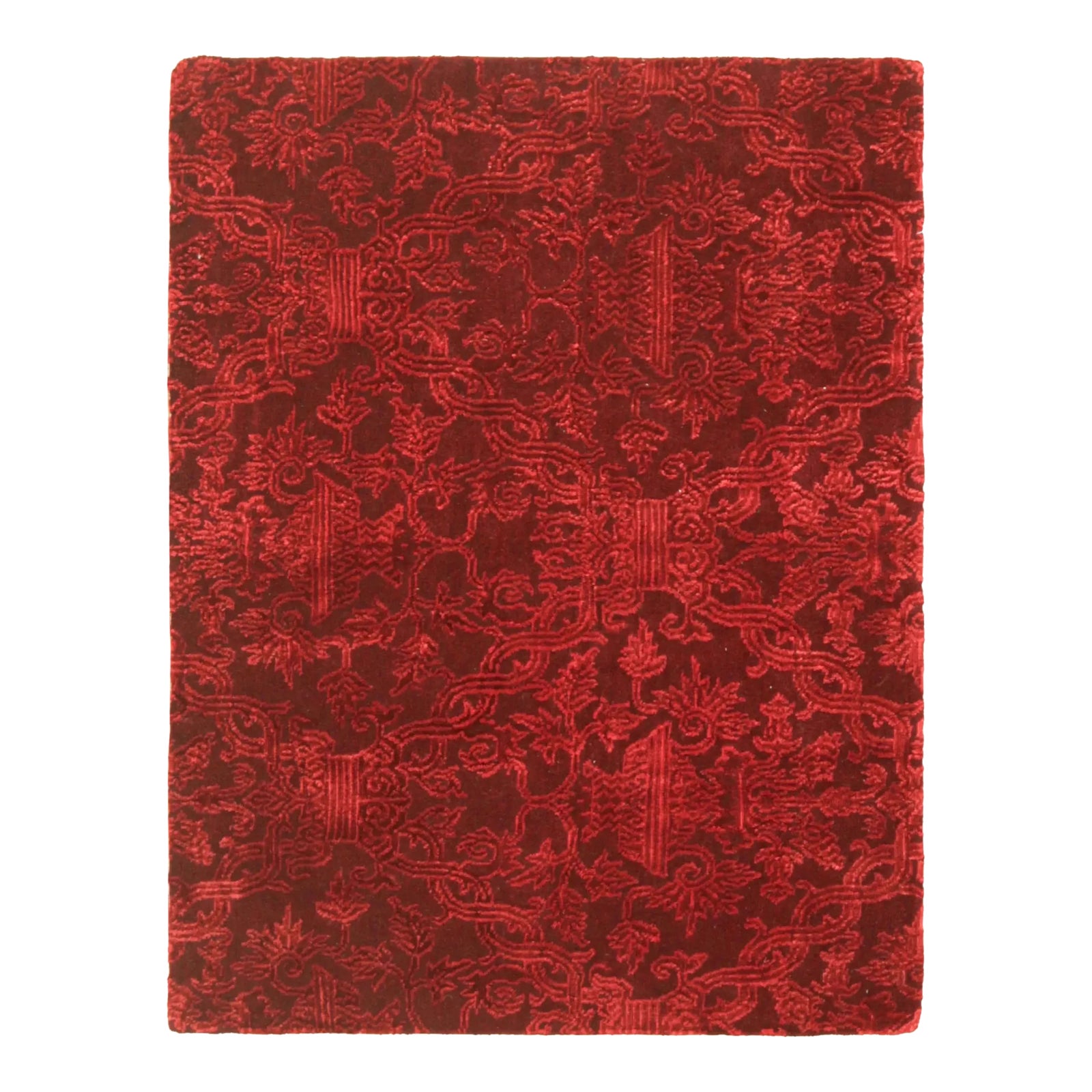 Rug & Kilim’s European Style Rug in Burgundy With Floral Patterns ...