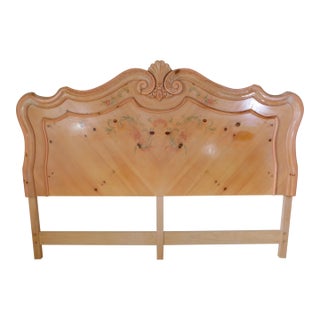 Pulaski Furniture Solid Pine Hand Painted Pink Floral King Size Headboard For Sale