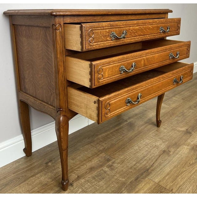 Vintage French Louis Oak Chest of 3 Drawers For Sale - Image 11 of 12