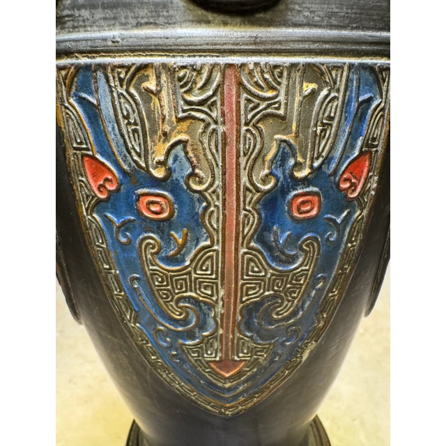 1920s Art Deco Champleve Lamp For Sale In San Francisco - Image 6 of 11