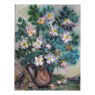 Dzidra Bauma, White Flowers, 2001, Watercolor For Sale