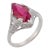 1930s Late Art Deco Gia 1.50 Carat Ruby Diamond Platinum Engagement Ring, Size 5 For Sale