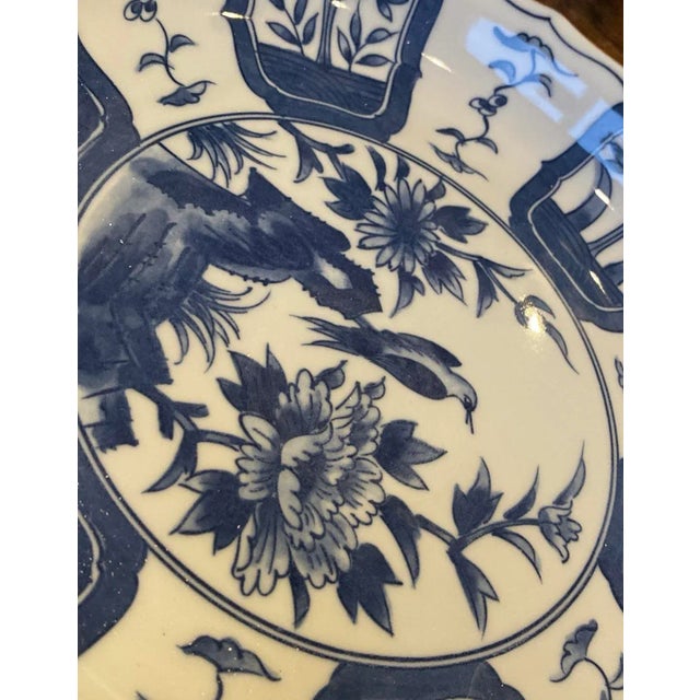 Chinoiserie 1960s Blue and White Floral Chinoiserie Bowl Large For Sale - Image 3 of 10