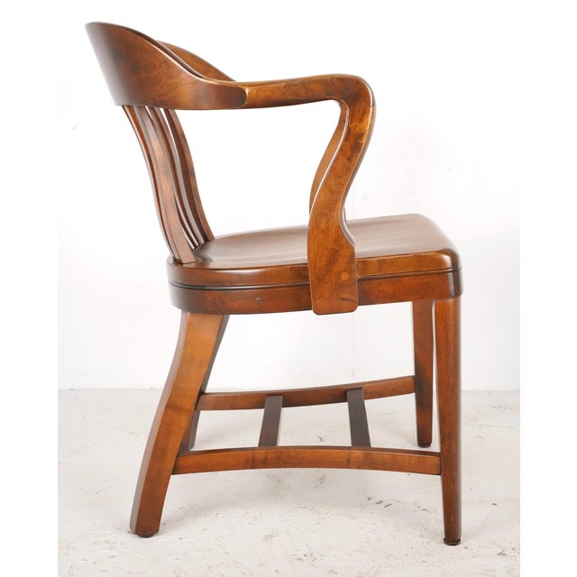 Vintage Wooden Bank of England Style Office Chair For Sale - Image 9 of 15