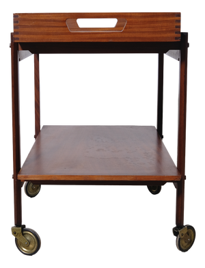 Vintage Bar Cart with Wheels and Removable Wooden Tray, 1960s