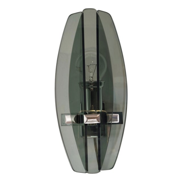 Wall Sconce with Smoked Glass. Italy, 1970s For Sale