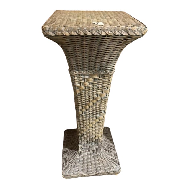 Antique Wicker Pedestal/Plant Stand For Sale