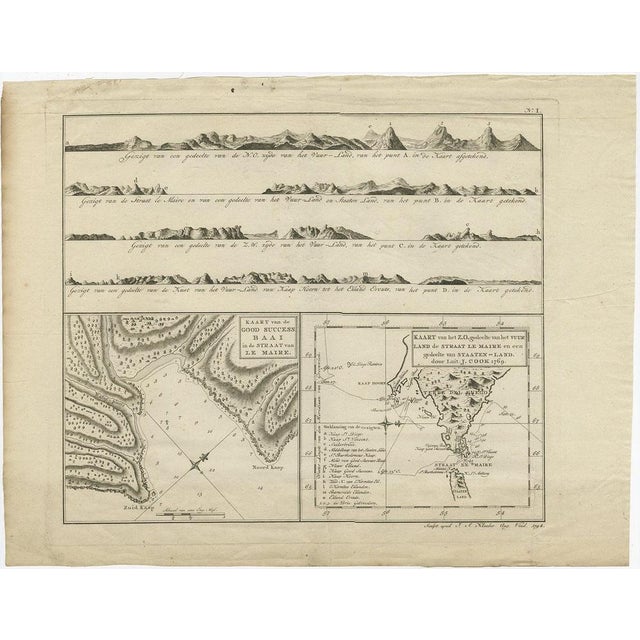 Antique map titled 'Map of the Good Success Bay in the Street of Le Maire (\.)'. Antique map of the Strait of Le Maire...