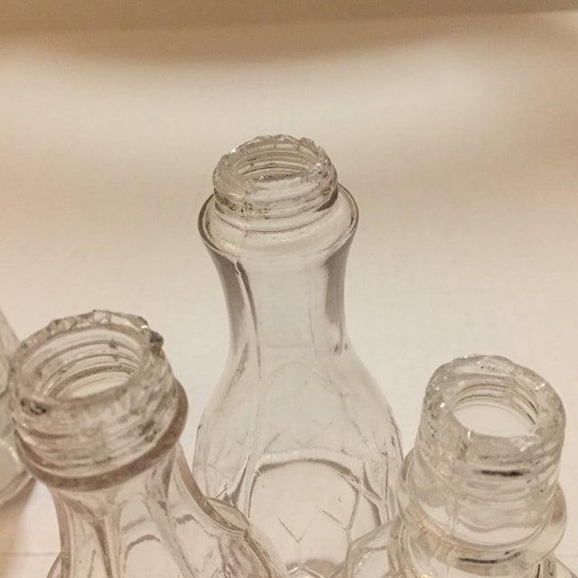 Antique Metal and Glass Cruet Salt Pepper Oil Vinegar Pieces and Holder