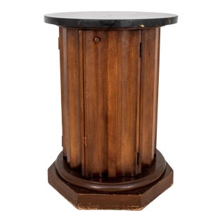 Nero Portoro Marble and Walnut End Table For Sale