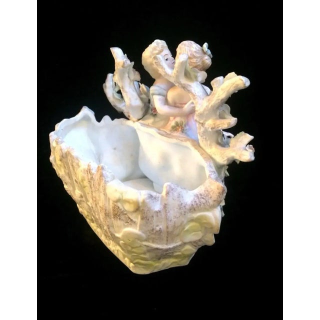 Ceramic 1920s Bisque Large Spill Vase Girl & Boy Kissing For Sale - Image 7 of 10