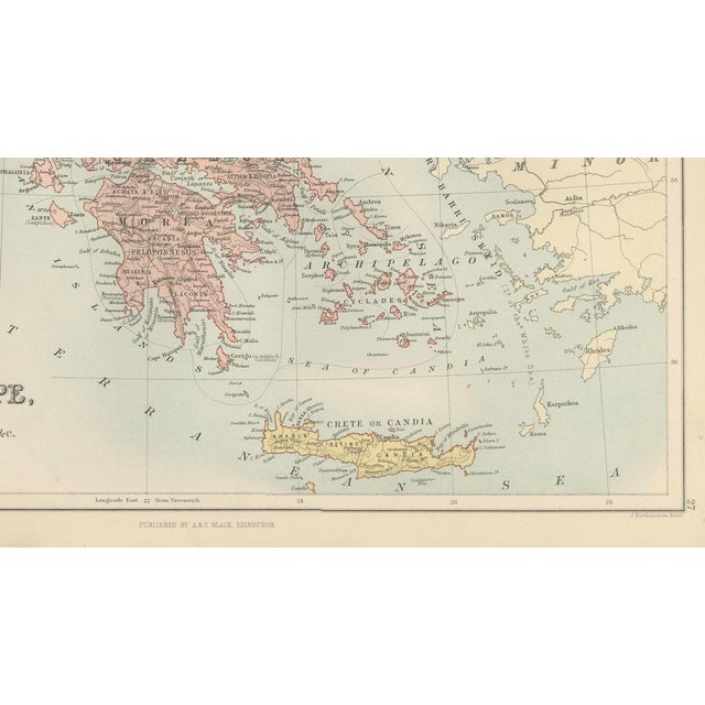 Antique Map of Turkey in Europe,1884 For Sale - Image 3 of 9