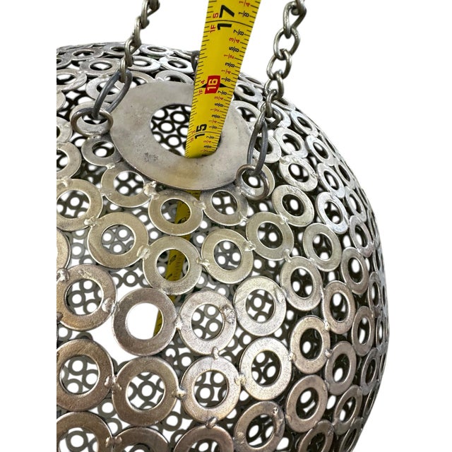Gold-Tone Metal Spheres, 15” Decorative Pair for Hanging or Stacking For Sale In Las Vegas - Image 6 of 11
