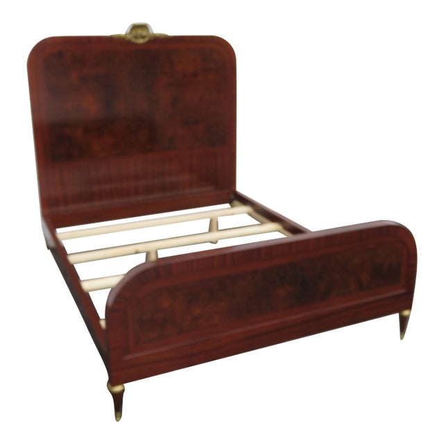 French Tall Burlwood Inlay Queen Size Bed 5918 For Sale