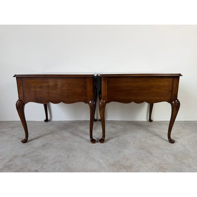 1970's Vintage Drexel Queen Anne Style Nightstands – A Pair For Sale - Image 12 of 16