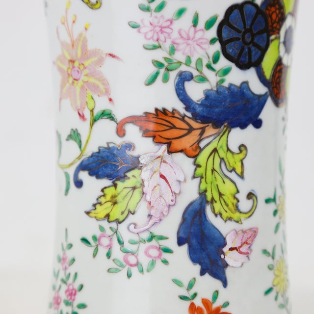 Ceramic Vintage Chinese Trumpet Vase – Tabacoo Leaves Pattern For Sale - Image 7 of 12