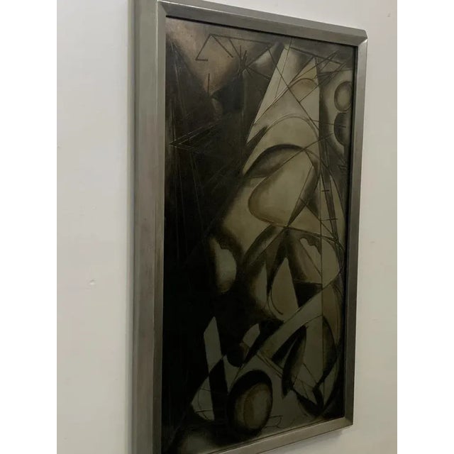 Futurist Painting in Back Treated Glass by Lam Lee Group, 1980 For Sale - Image 3 of 11