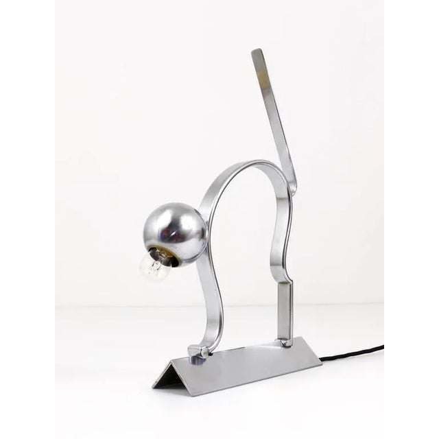 Metal Art Deco Cat Sculpture Table Lamp in the style of Hagenauer, 1930s For Sale - Image 7 of 11