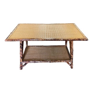 Early 20th Century French Tortoise Bamboo Coffee Table For Sale