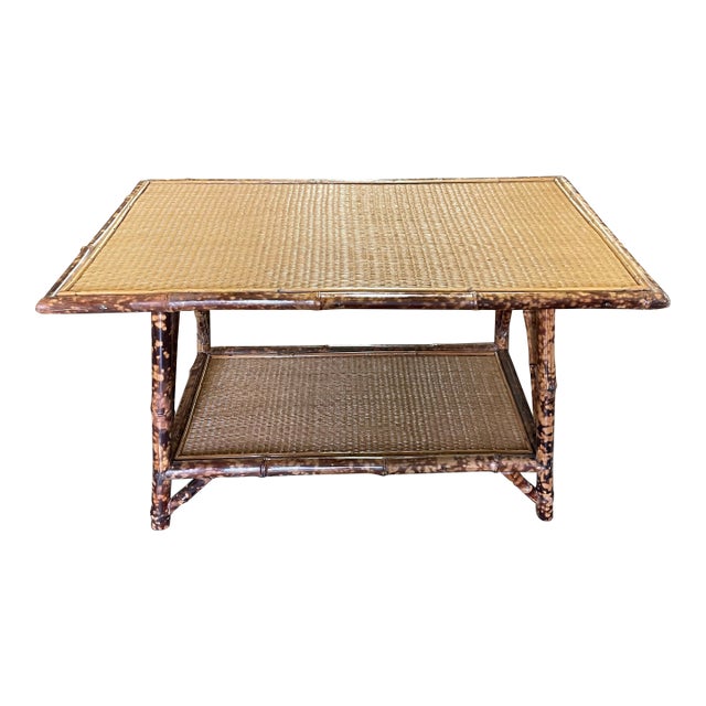 Early 20th Century French Tortoise Bamboo Coffee Table For Sale