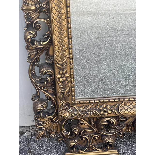 Large Baroque Wooden Mirror, 1940s For Sale - Image 13 of 14