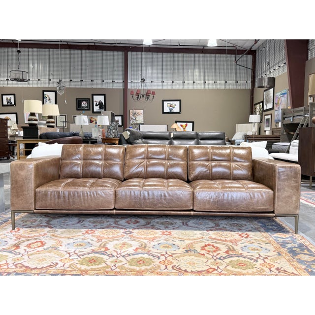 American American Leather Barcelona Leather Sofa & Dual Ottoman Lounge Set in Umbria S’More Leather For Sale - Image 3 of 12