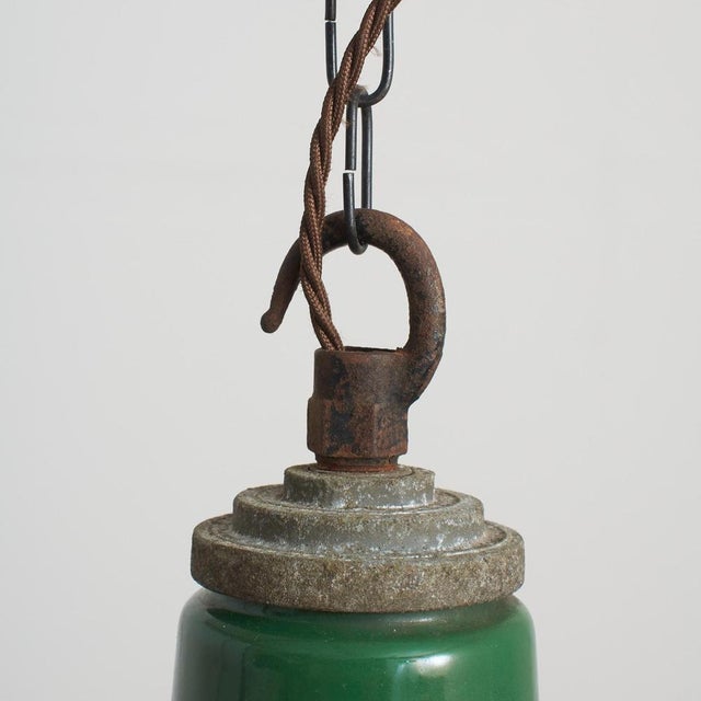 Paint Industrial Green Pendant Light from Thorlux, 1950s For Sale - Image 7 of 8