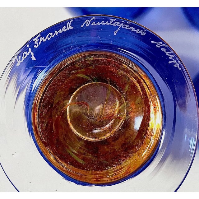 Designed 1972 Kaj Franck Modern Blue Orange Colorless Goblets - Set of 4 For Sale - Image 11 of 12