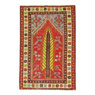 Vintage Zabihi Collection Turkish Anatolian Scatter Rug - 3'3" x 4'6" For Sale