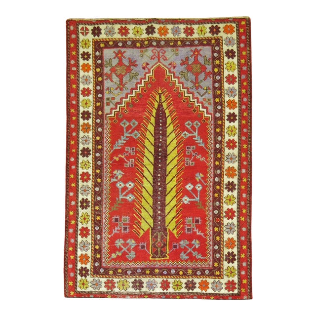 Vintage Zabihi Collection Turkish Anatolian Scatter Rug - 3'3" x 4'6" For Sale
