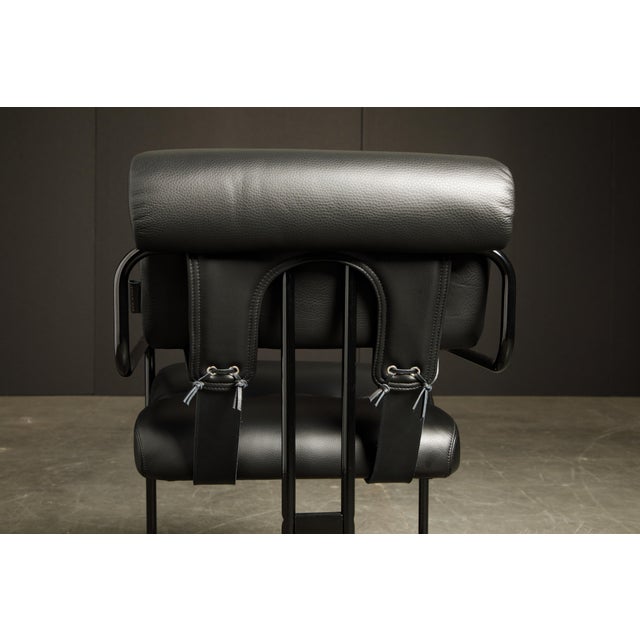 Black Leather Tucroma Chairs by Guido Faleschini for Mariani, Brand New - Set of 12 For Sale - Image 9 of 12