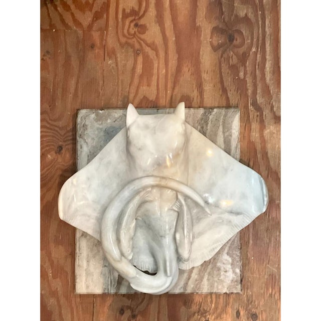 Vintage Carrera Marble Stingray Sculpture For Sale - Image 11 of 13